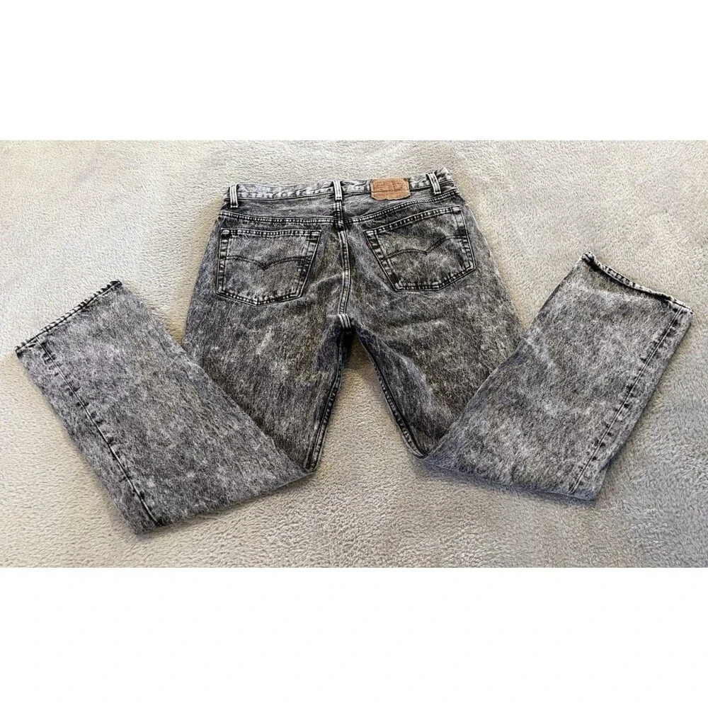 VTG ‘86 USA Levi's 501 Men's Jeans 38x32 Button Fly Black Gray Acid Wash Denim